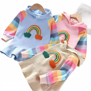 RAINBOW HOODIE DRESS  - 4 COLORS