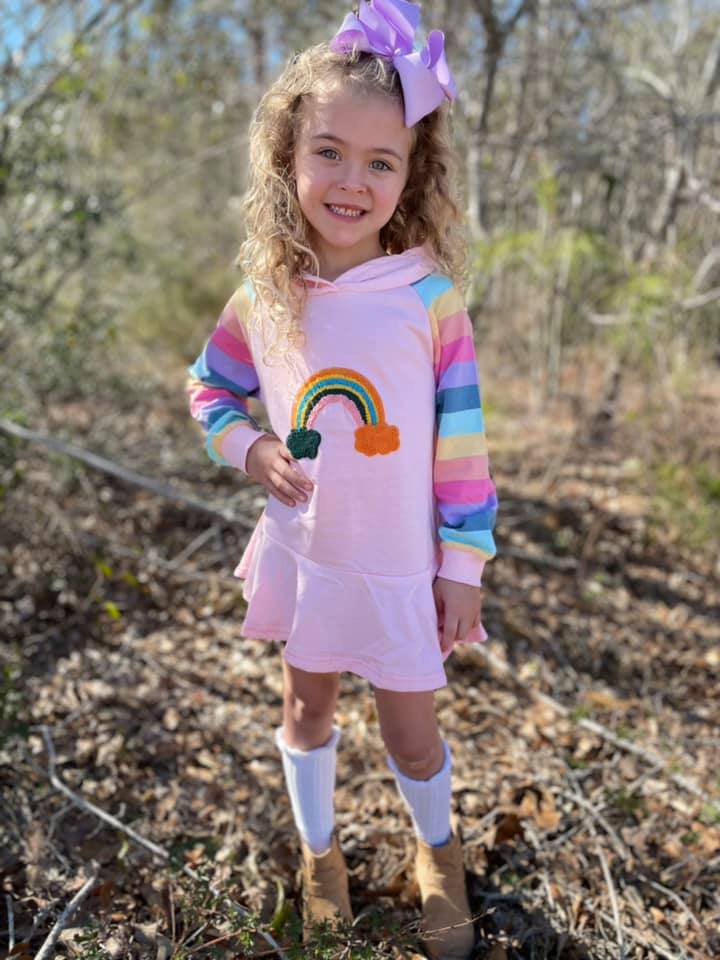 RAINBOW HOODIE DRESS  - 4 COLORS