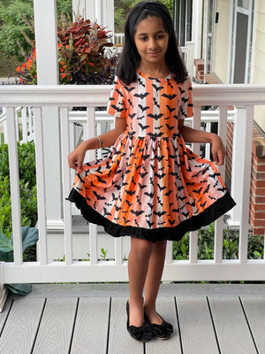 BATS STRIPE HALLOWEEN DRESS