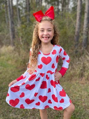 RED HEARTS TWIRL DRESS