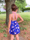BLUE FLORAL TOP WITH PINK SHORTS SET