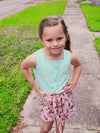 MINT TOP & FLORAL SHORTS SET