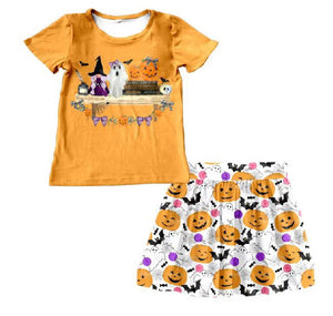 SPOOKY HALLOWEEN PUMPKIN TOP & SKIRT SET