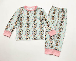 BUNNY MINT AND PINK MILK SILK PAJAMS
