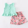 MINT TOP & FLORAL SHORTS SET