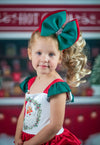 VINTAGE SANTA WREATH RUFFLED DRESS