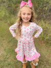 PINK CHRISTMAS COOKIES BOW DRESS