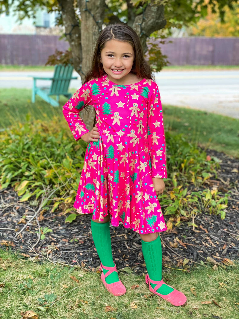 PINK GINGERBREAD TWIRL DRESS