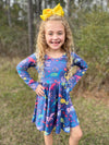 DINOUSAUR LONG SLEEVES TWIRL DRESS