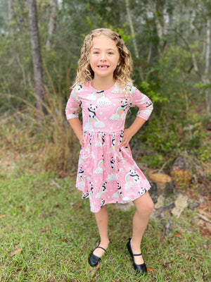 PANDA & RAINBOW DRESS WITH POCKETS