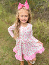 PINK CHRISTMAS COOKIES BOW DRESS
