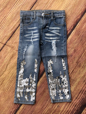 DENIM SEQUINS JEANS