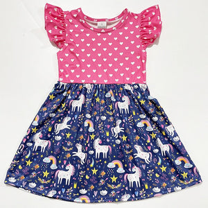 PINK HEART UNICORN DRESS