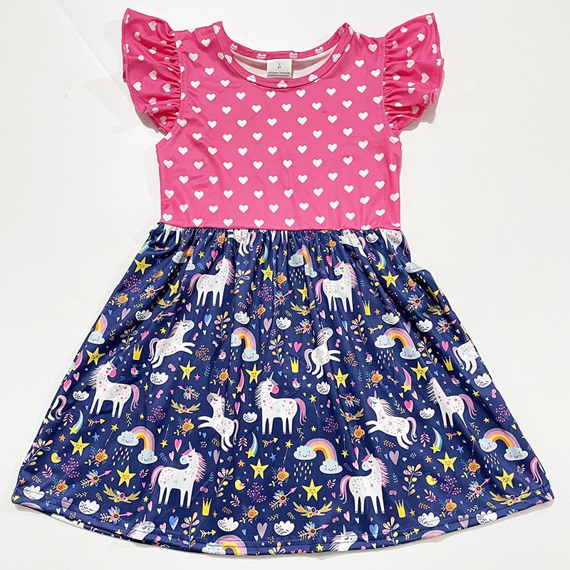 PINK HEART UNICORN DRESS