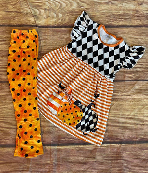 SPOOKY BATS & PUMPKIN LEGGINGS SET