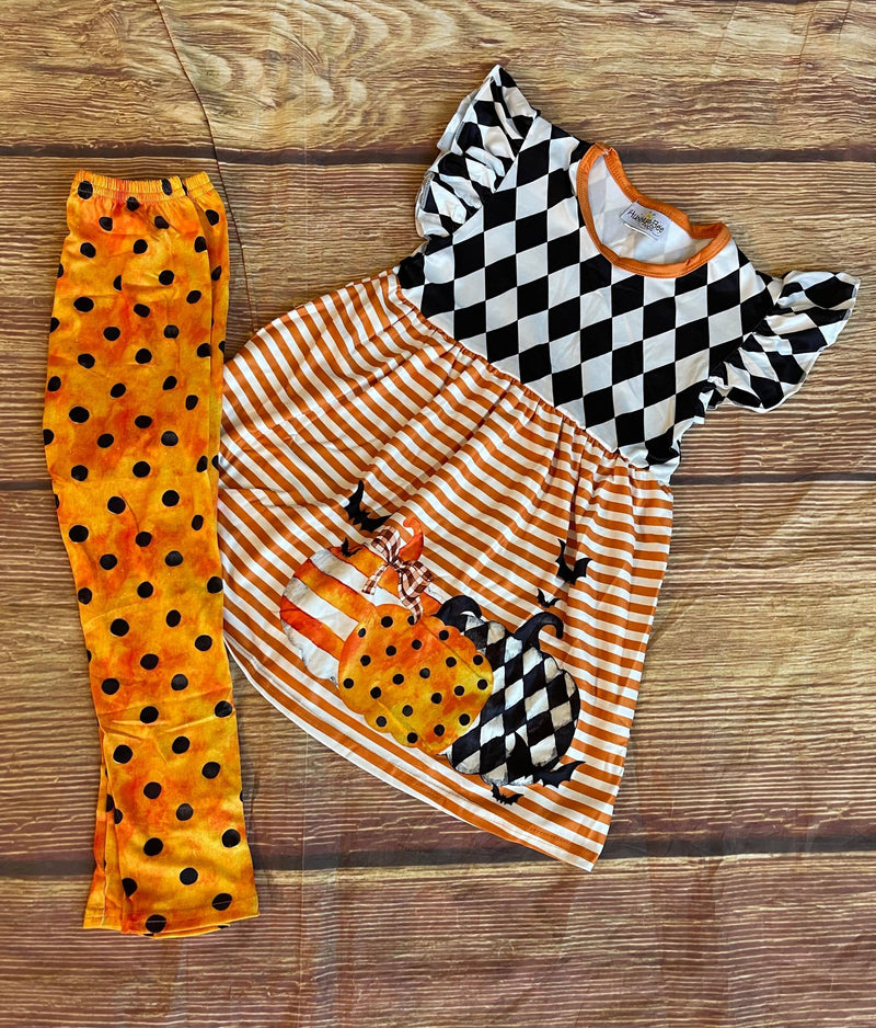 SPOOKY BATS & PUMPKIN LEGGINGS SET
