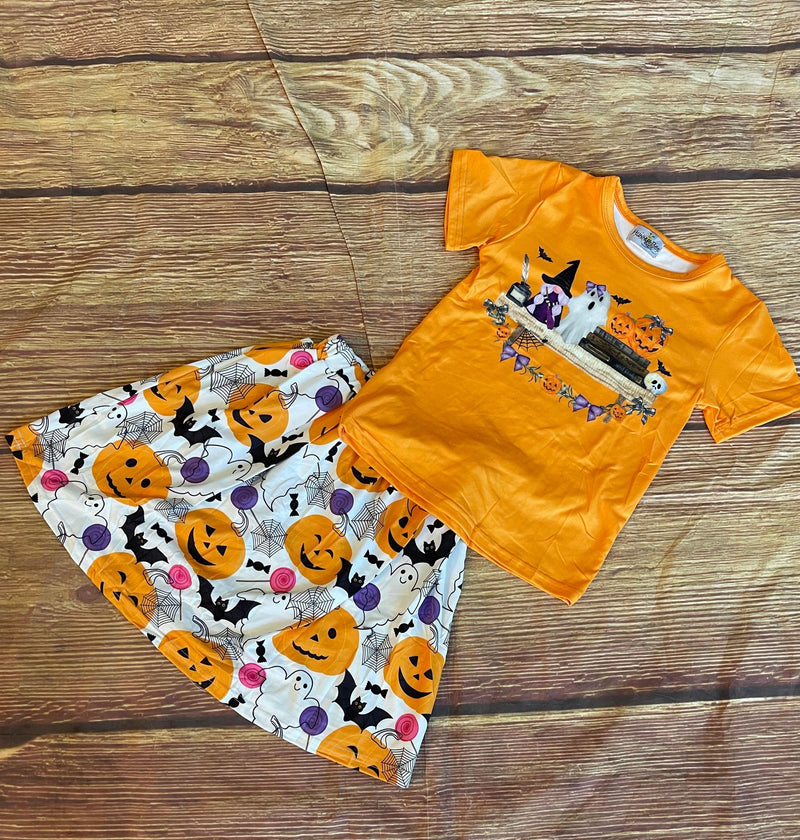 SPOOKY HALLOWEEN PUMPKIN TOP & SKIRT SET