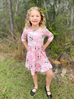 PANDA & RAINBOW DRESS WITH POCKETS