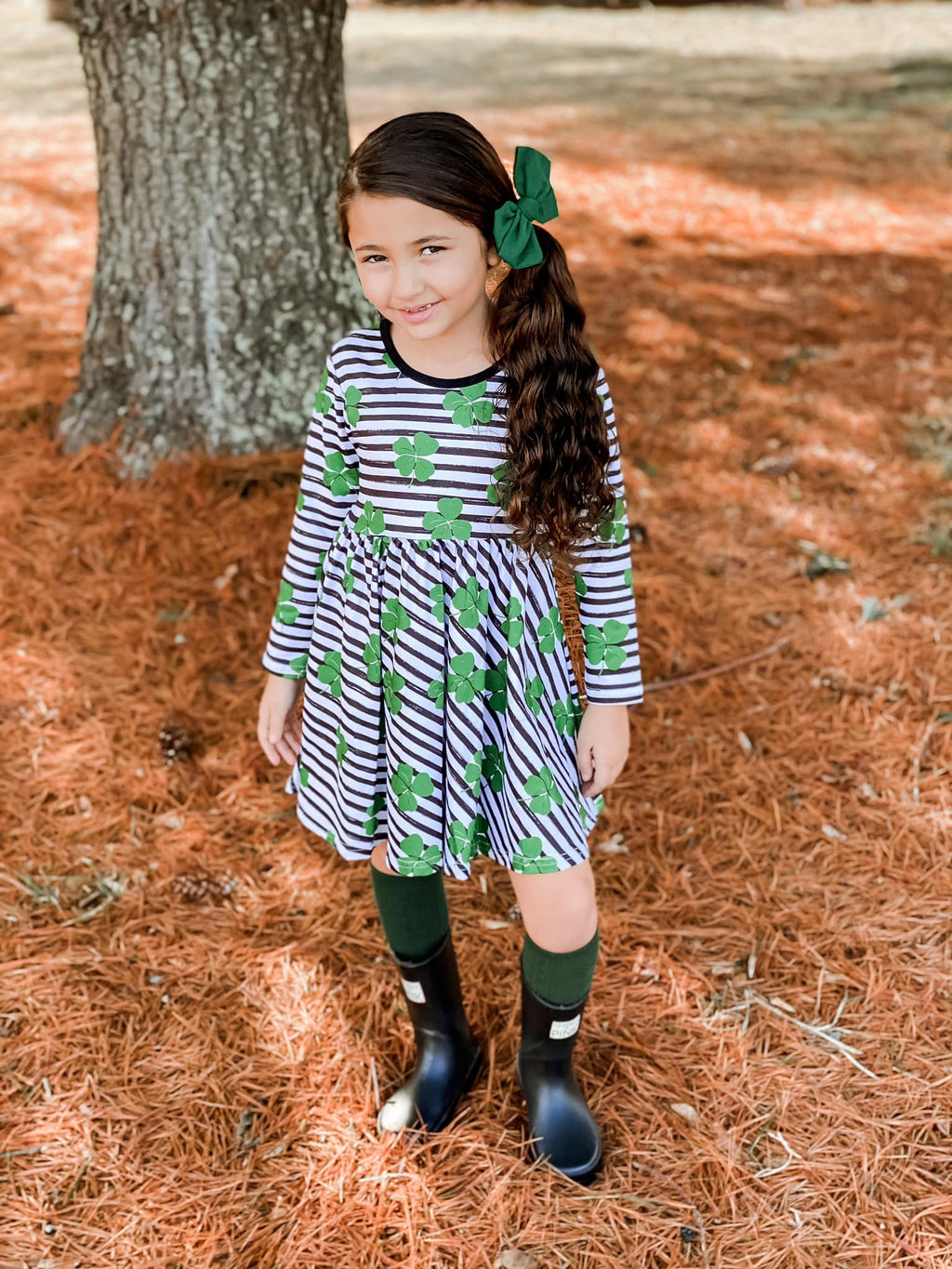 SHAMROCK STRIPE TWIRL DRESS