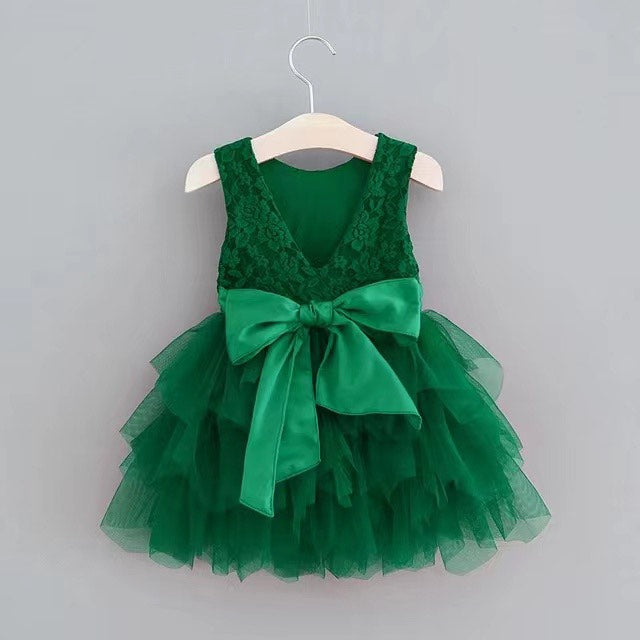 GREEN LACE & TULLE DRESS