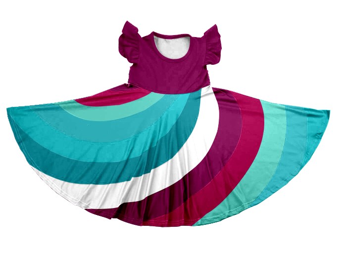 PLUM & TEAL RAINBOW TWIRL DRESS