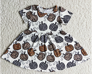 WHITE ANIMAL PUMPKIN TWIRL DRESS