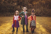 WITCH SISTER TWIRLY LONG SLEEVES DRESS BROWN/PLAID - HC2025