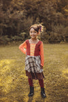 WITCH SISTER TWIRLY LONG SLEEVES DRESS BROWN/PLAID - HC2025
