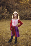 WITCH SISTER TWIRLY LONG SLEEVES DRESS PINK/RED