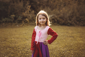 WITCH SISTER TWIRLY LONG SLEEVES DRESS PINK/RED - HC2025