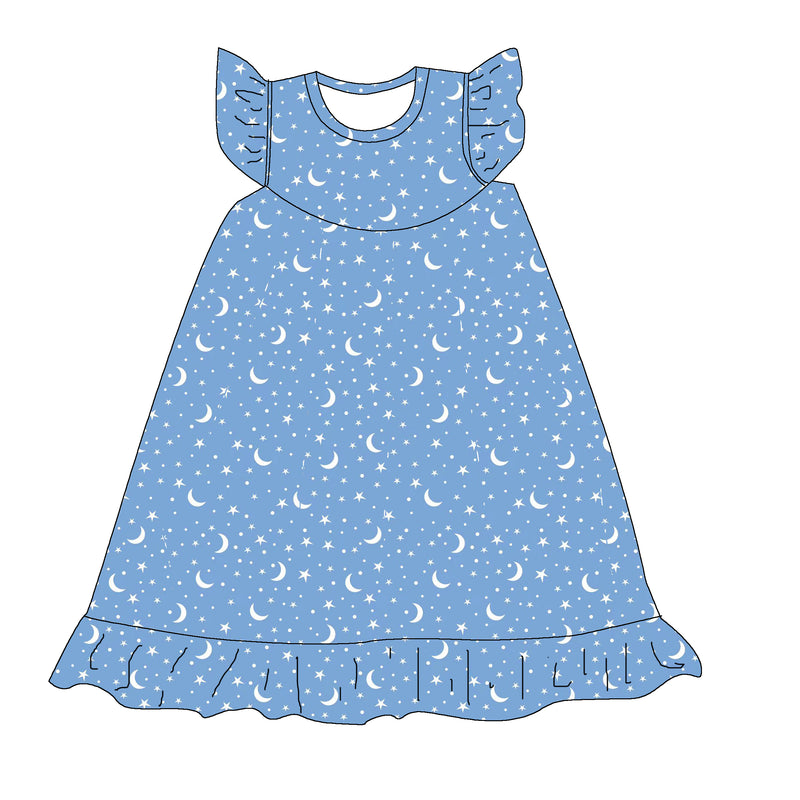 MOON & STAR NIGHTGOWN- BRIGHT BLUE