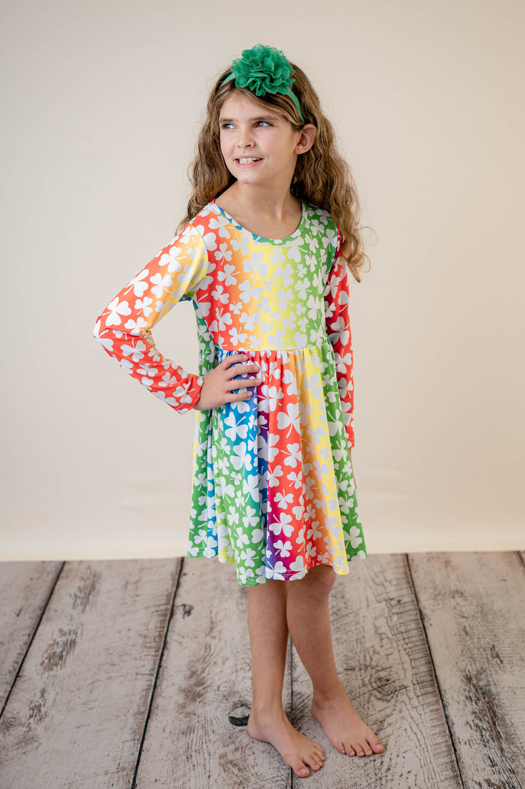 RAINBOW SHAMROCK TWIRL DRESS