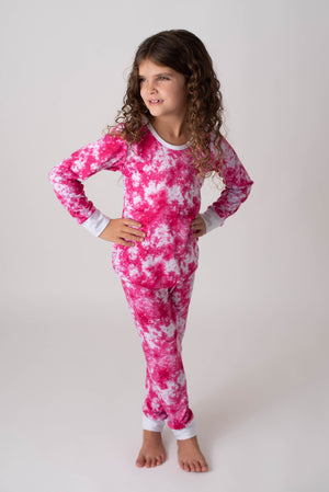 PINK AND WHITE TYE DYE PJS