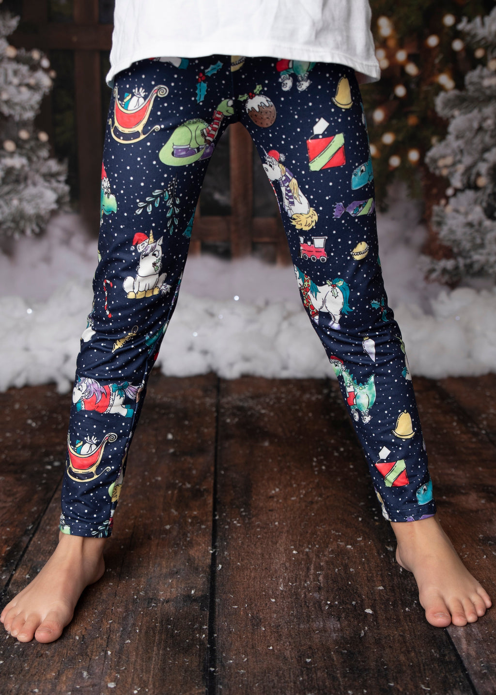 CHRISTMAS DINO MILK SILK LEGGINGS
