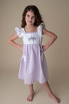 MIKAYLA PURPLE FLORAL DRESS WITH POCKETS