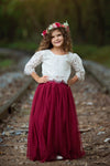 PARIS LACE TOP AND MAXI TULLE SKIRT - WINE