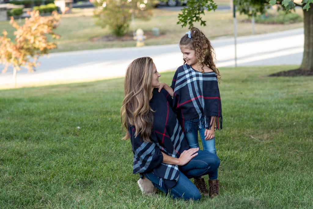 MOMMY PLAID PONCHO - 4 COLORS