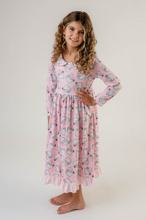 PINK SANTA LONG SLEEVES NIGHTGOWN