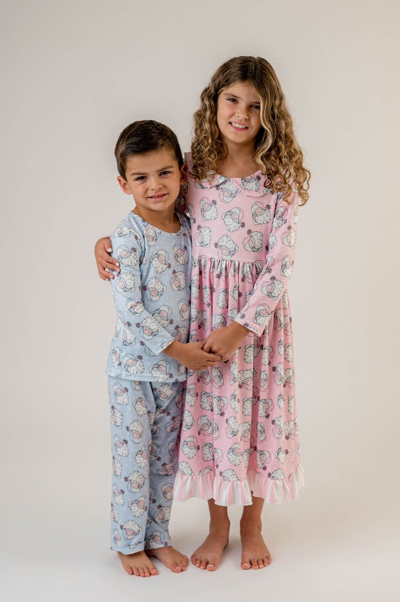PINK SANTA LONG SLEEVES NIGHTGOWN