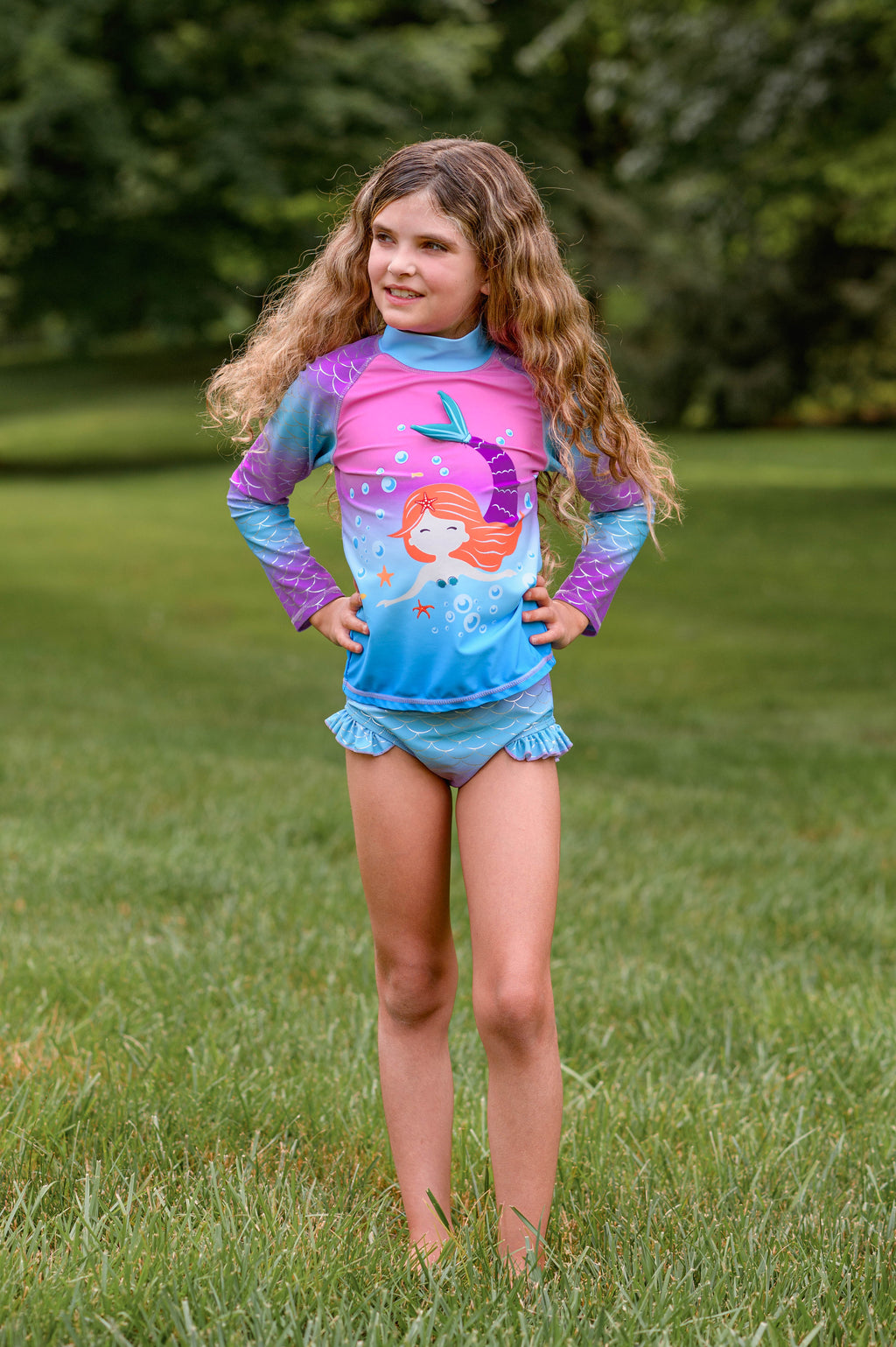 PURPLE/PINK MERMAID RASHGUARD