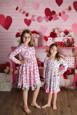 LILLY VALENTINE HEARTS DRESS - GREY