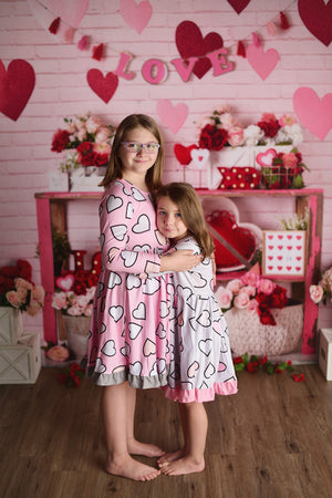 LILLY VALENTINE HEARTS DRESS - GREY