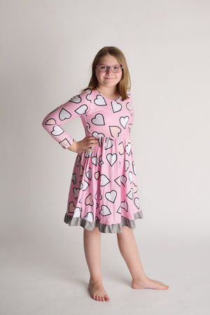 LILLY VALENTINE HEARTS DRESS - PINK