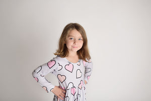 LILLY VALENTINE HEARTS DRESS - GREY