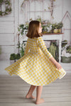 YELLOW GINGHAM TWIRLY DRESS