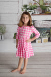 PINK GINGHAM TWIRLY DRESS