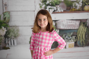 PINK GINGHAM TWIRLY DRESS