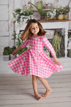 PINK GINGHAM TWIRLY DRESS