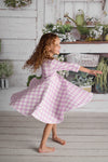 LAVENDER GINGHAM TWIRLY DRESS