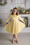 YELLOW GINGHAM TWIRLY DRESS